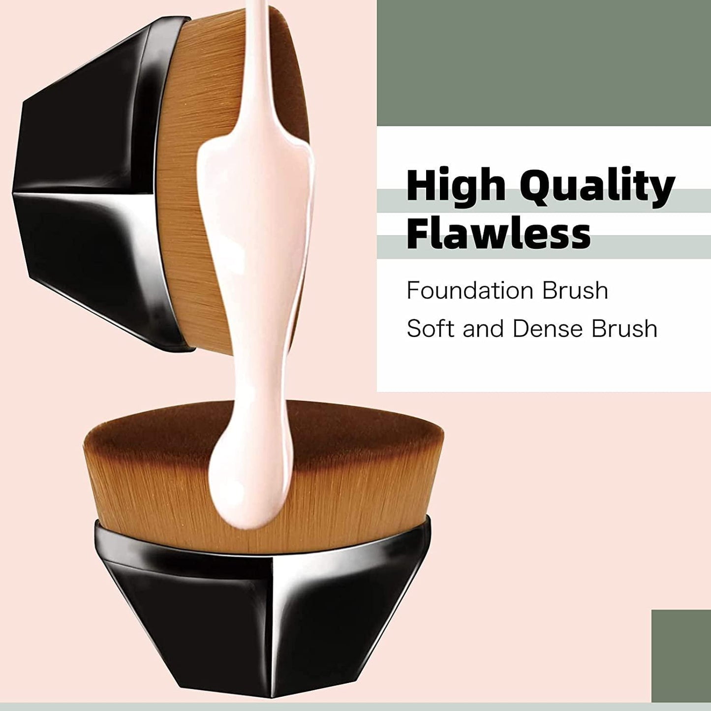 Foundation Makeup Brush Face Blush Liquid Powder Foundation Brush for Blending Liquid (Black) (Pack of 1)