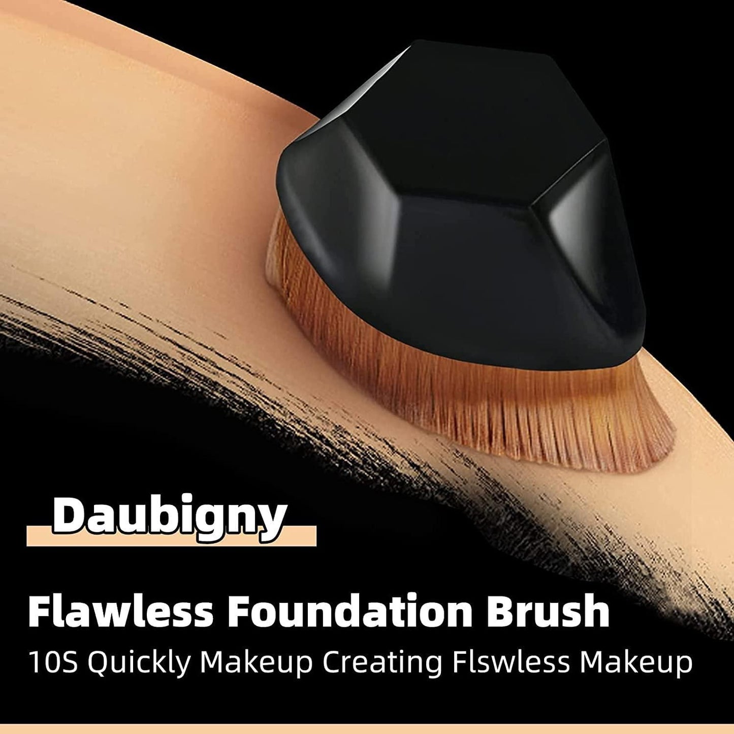 Foundation Makeup Brush Face Blush Liquid Powder Foundation Brush for Blending Liquid (Black) (Pack of 1)