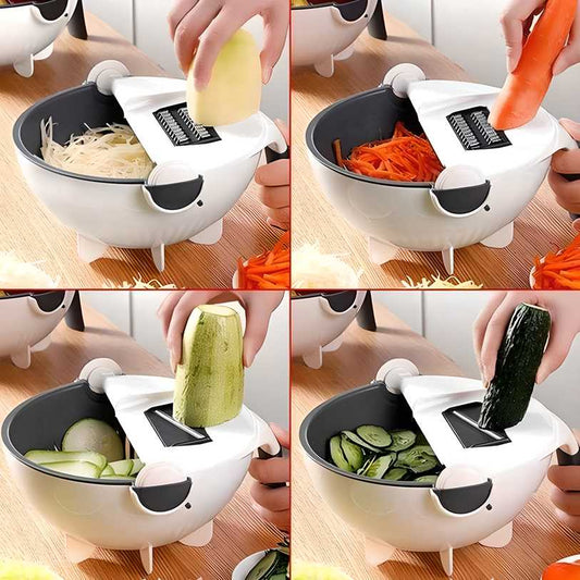 7 in 1 Multifunction Magic Rotate Vegetable Cutter with Drain Basket