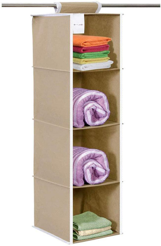 Cloth Organizer Hanging 4 Shelves Wardrobe Organizer