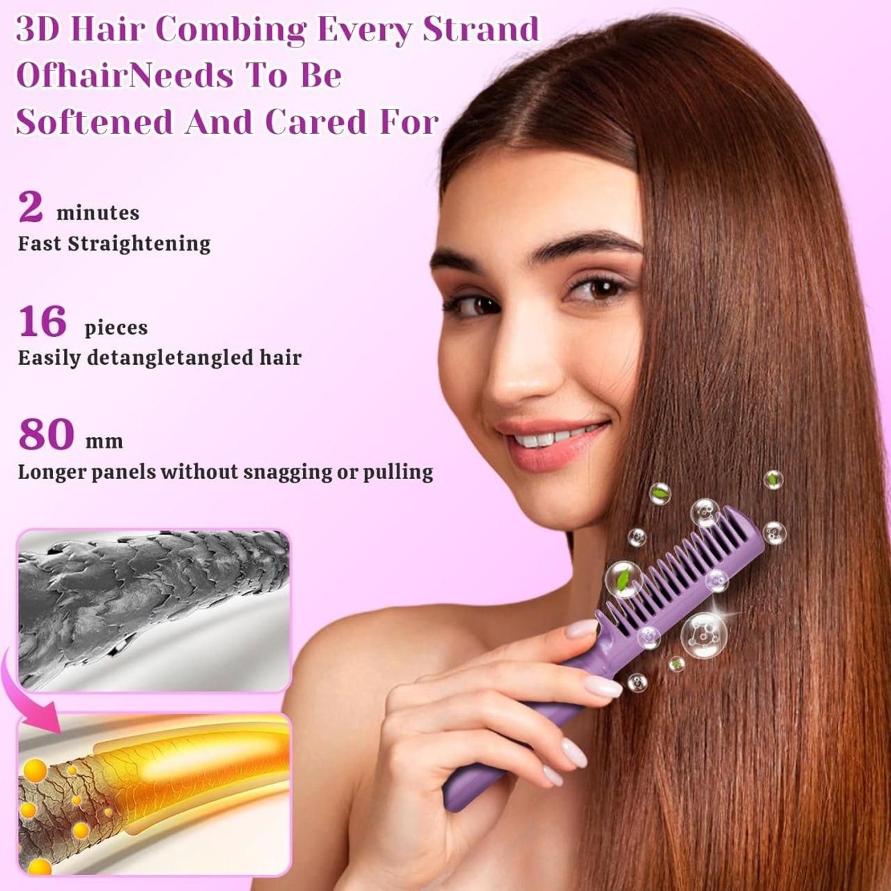 Cordless Rechargeable Mini Adjustable Hair Straightener Hot Comb