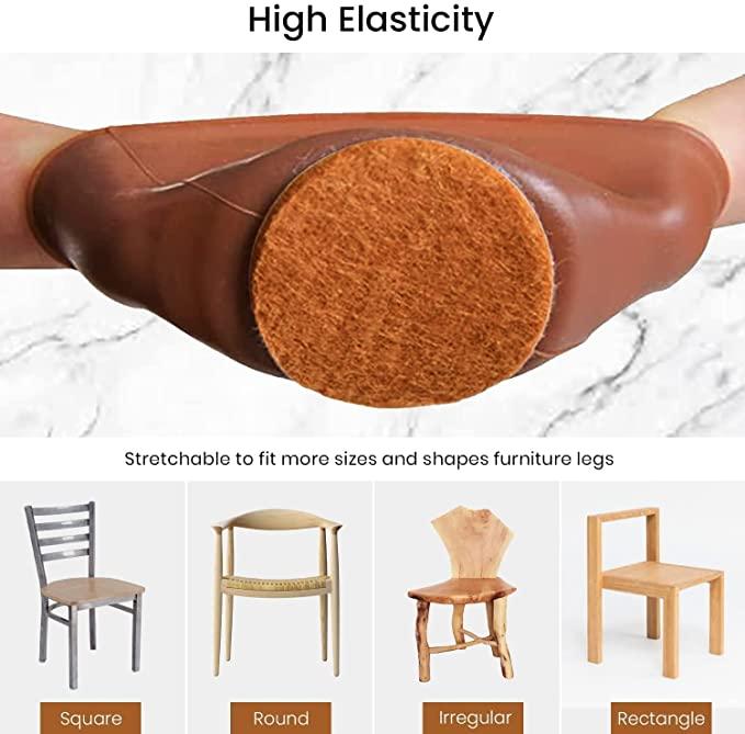 NOBILEA Silicone Chair Leg Protectors with Felt for Hardwood Floors (6PCS),