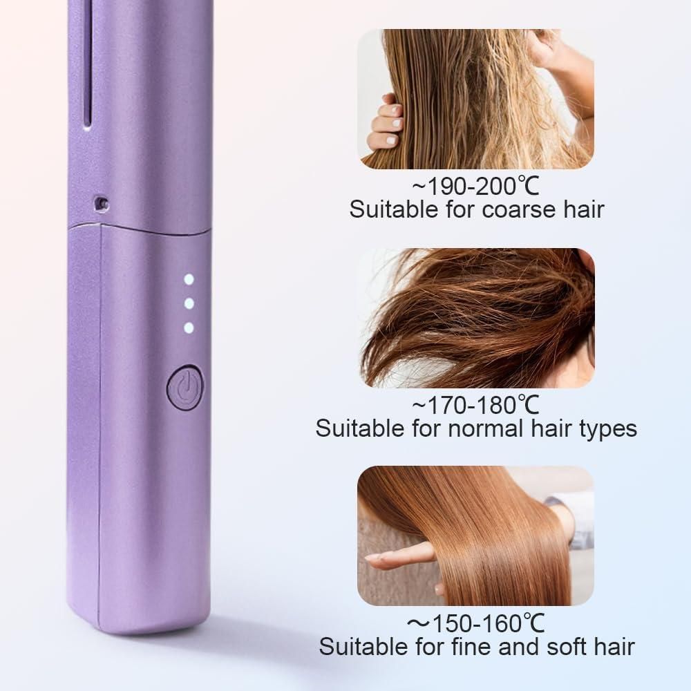 Cordless Rechargeable Mini Adjustable Hair Straightener Hot Comb