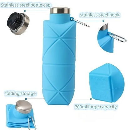 Reusable Foldable Silicone Water Bottle with Portable Buckle Silicone 700Ml