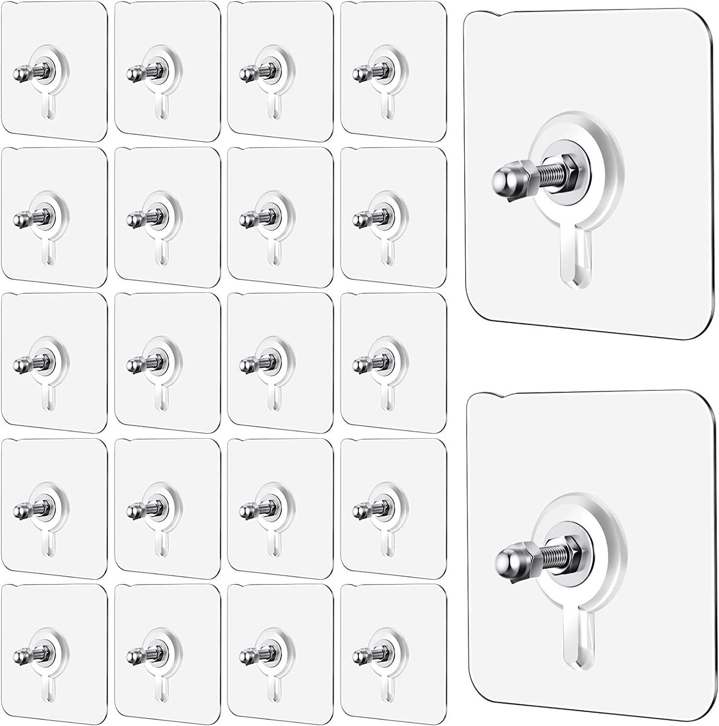 Wall Hooks, Adhesive Wall Screws,No-Drilling Waterproof Screw,Hooks for Kitchen Bathroom Bedroom Living Room 10 Pcs