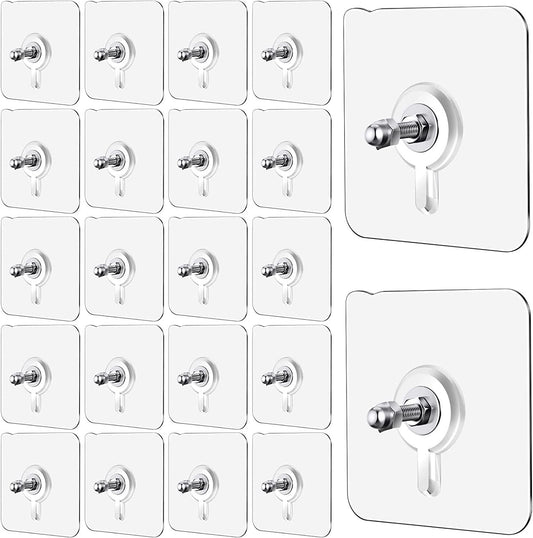 Wall Hooks, Adhesive Wall Screws,No-Drilling Waterproof Screw,Hooks for Kitchen Bathroom Bedroom Living Room 10 Pcs