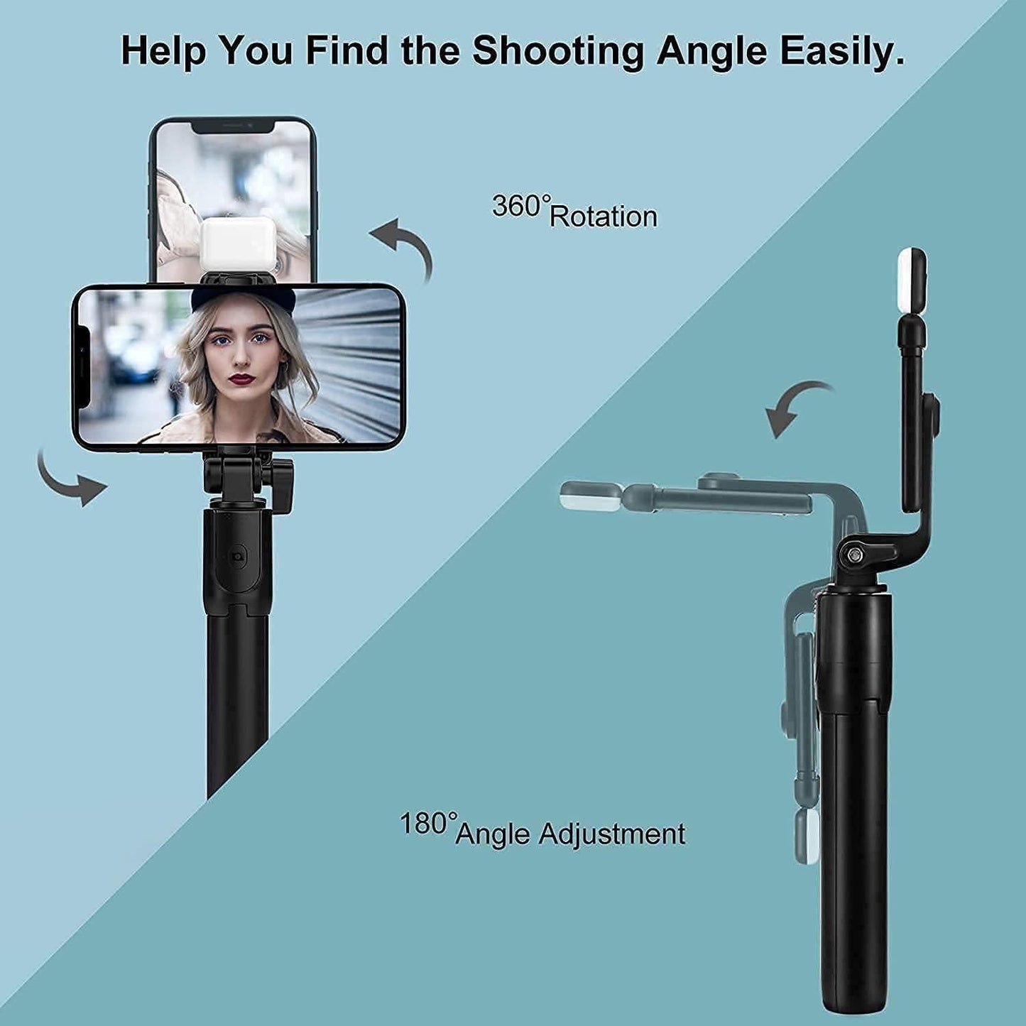 Extendable Flash 3-in-1 Selfie Stick Tripod with Bluetooth Remote