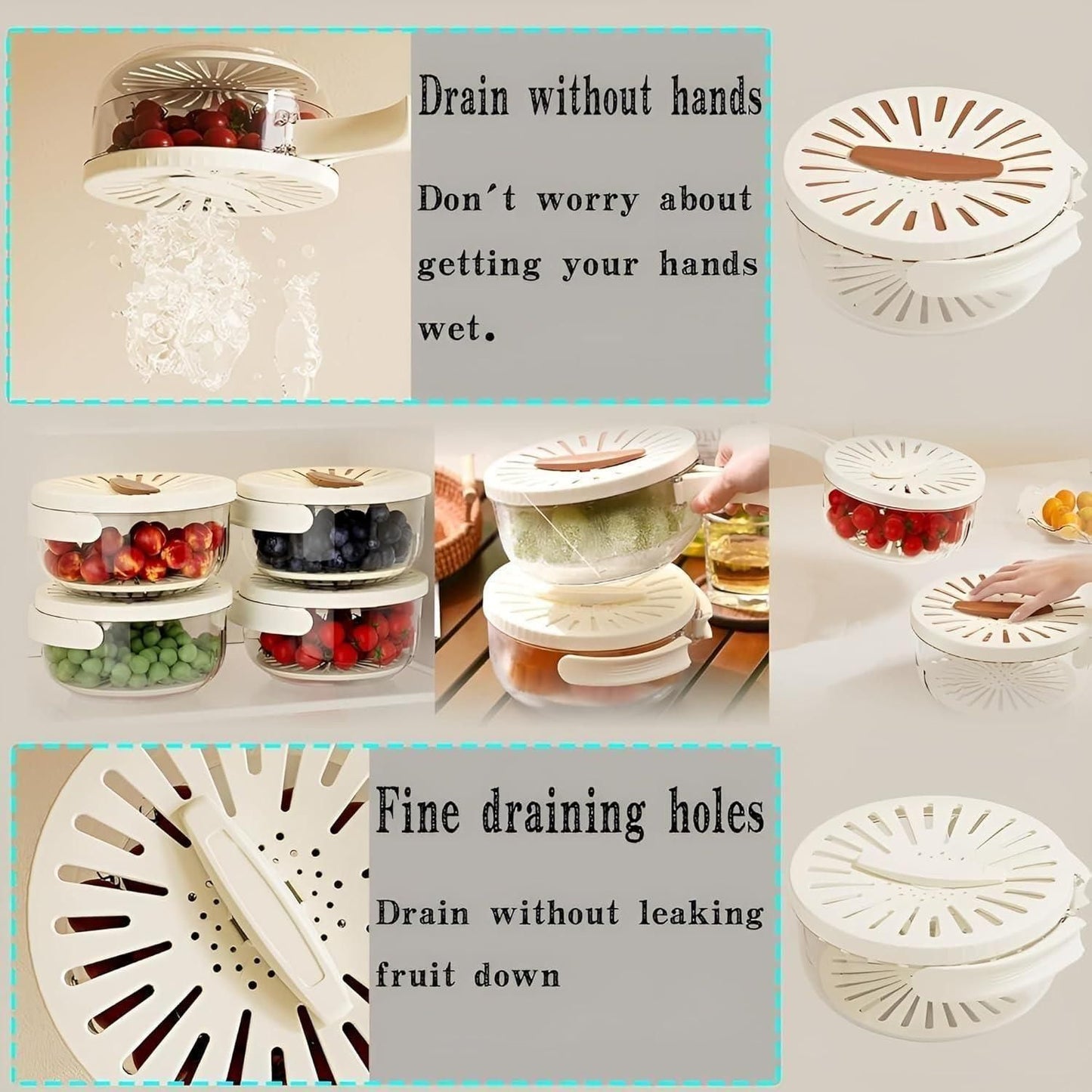 3 in 1 Kitchen Colander Bowl Set