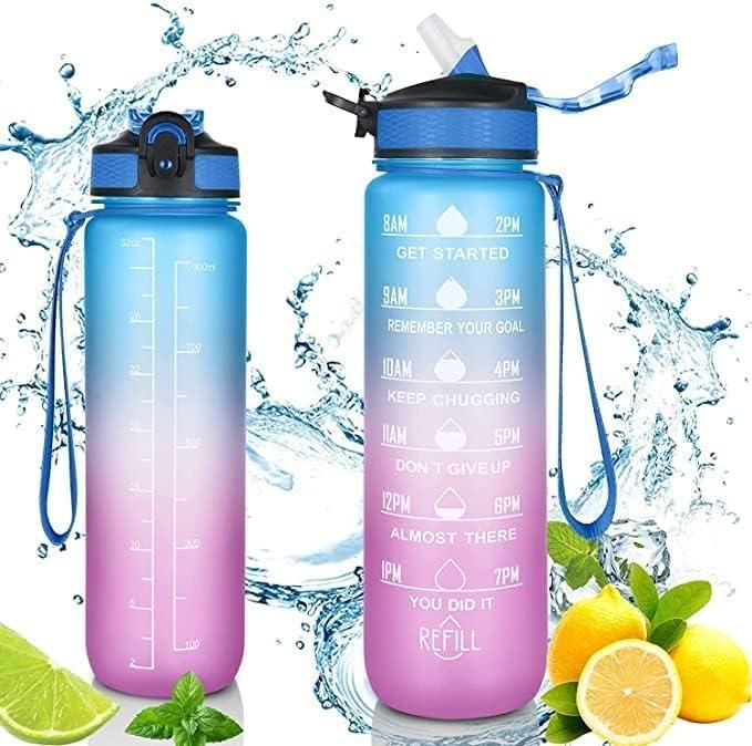 Unbreakable Water Bottle for Home with Motivational Time Marker