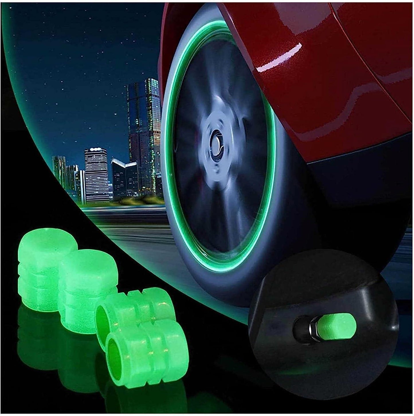 Valve Caps Car/Bike Wheel Tire Radium Tyre Air Cover Glow Radium Light Neon