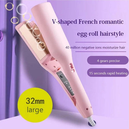 French Wave Curling Iron, Wave-Roll Hairstyle Water Ripple V-Shaped, Fast Heating